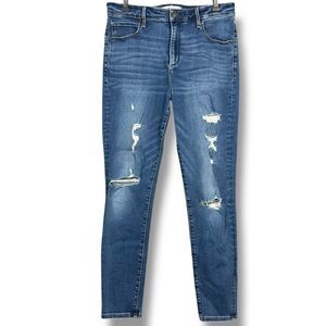 ABERCROMBIE & FITCH A&F Jeans Women 10 Ripped Super Skinny High Rise Medium Wash